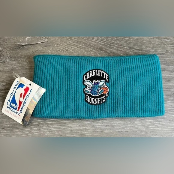 Vintage Charlotte Hornets NBA Head / Ear Warmer NOS NWT Made in USA Deadstock - Picture 1 of 5